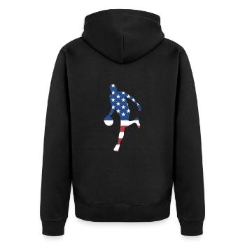 Sport Us Flag Basketball - Unisex Premium Organic Zip Hoodie - black - Back - Nico (187cm)