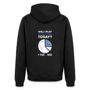 Sport Will I Play Jorkyball - Unisex Premium Organic Zip Hoodie - black - Back - Nico (187cm)