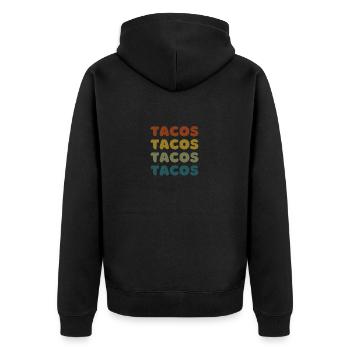 Vintage Taco Fiesta Genuss - Unisex Premium Bio Zip Hoodie - Schwarz - Hinten - Nico (187cm)