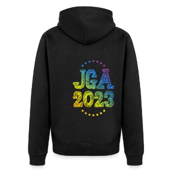 Jga 2023 Junggesellenabschied - Unisex Premium Bio Zip Hoodie - Schwarz - Hinten - Nico (187cm)
