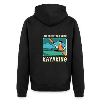 La vie avec le kayak, pagaie, sports nautiques, - Veste à capuche bio Premium Unisexe - noir - Dos - Nico (187cm)