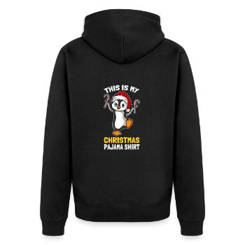 This Is My Christmas Pajama Shirt Süßer Pinguin - Unisex Premium Bio Zip Hoodie - Schwarz - Hinten - Nico (187cm)