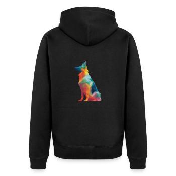 German Shepherd Low Poly Art Desing Colorful - Unisex Premium Organic Zip Hoodie - black - Back - Nico (187cm)