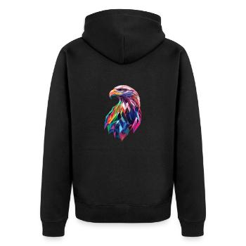 Eagle Head Low Poly Art Logo Design Colorful - Unisex Premium Organic Zip Hoodie - black - Back - Nico (187cm)