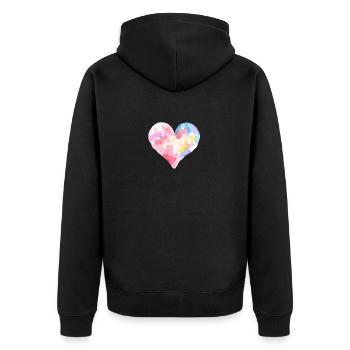Aquarell-Herz in bunten Farben – Künstlerisches T- - Unisex Premium Bio Zip Hoodie - Schwarz - Hinten - Nico (187cm)