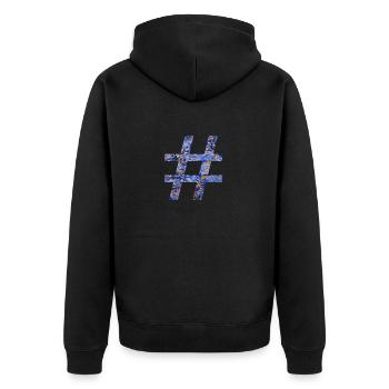 Hashtag Symbol E 112 - Unisex Premium Organic Zip Hoodie - black - Back - Nico (187cm)