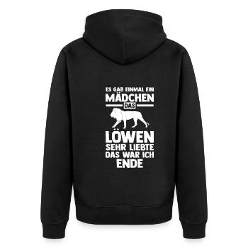 Löwe Löwen - Unisex Premium Bio Zip Hoodie - Schwarz - Hinten - Nico (187cm)