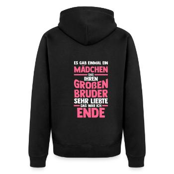 Geschwister Brüder Schwester Bruder - Unisex Premium Bio Zip Hoodie - Schwarz - Hinten - Nico (187cm)