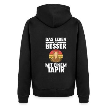 Tapir - Unisex Premium Bio Zip Hoodie - Schwarz - Hinten - Nico (187cm)