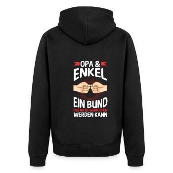Großvater Opa und Enkel - Unisex Premium Bio Zip Hoodie - Schwarz - Hinten - Nico (187cm)