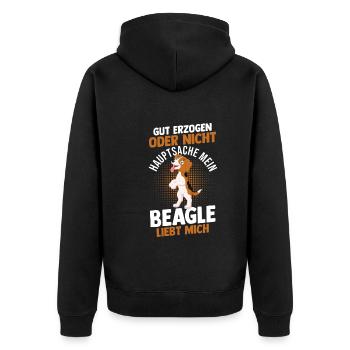 Dog Beagle - Unisex Premium Organic Zip Hoodie - black - Back - Nico (187cm)