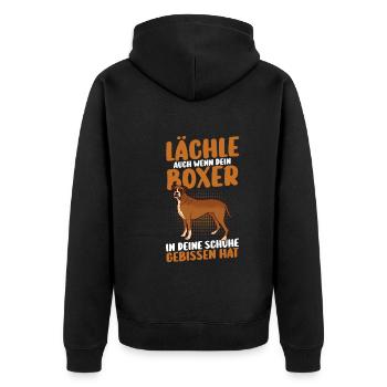 Dog German Boxer - Unisex Premium Organic Zip Hoodie - black - Back - Nico (187cm)