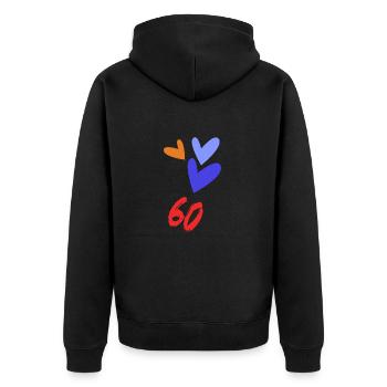 60. 60 JAHRE. 60-JÄHRIGES JUBILÄUM. GEBURTSTAG 60 JAHRE. - Unisex Premium Bio Zip Hoodie - Schwarz - Hinten - Nico (187cm)