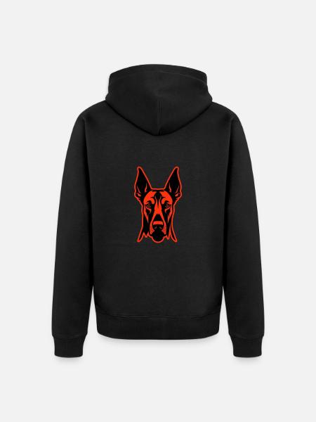 Doberman Dog Head - Unisex Premium Organic Zip Hoodie - black