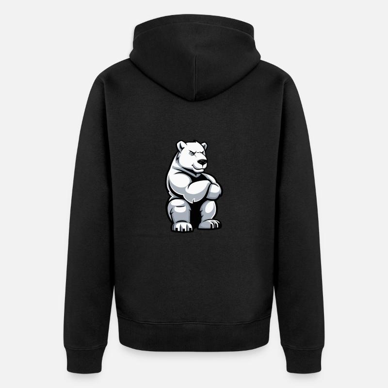Polar Bear Comic - Unisex Premium Organic Zip Hoodie - black
