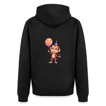 Affe Geburtstag Baby - Unisex Premium Bio Zip Hoodie - Schwarz - Hinten - Nico (187cm)