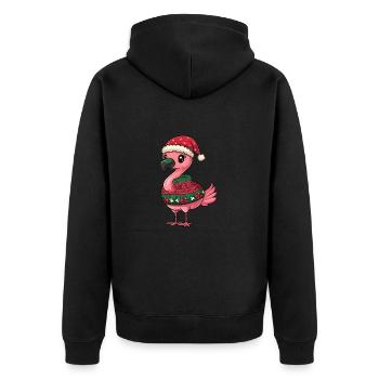 Flamingo Weihnachten Comic - Unisex Premium Bio Zip Hoodie - Schwarz - Hinten - Nico (187cm)