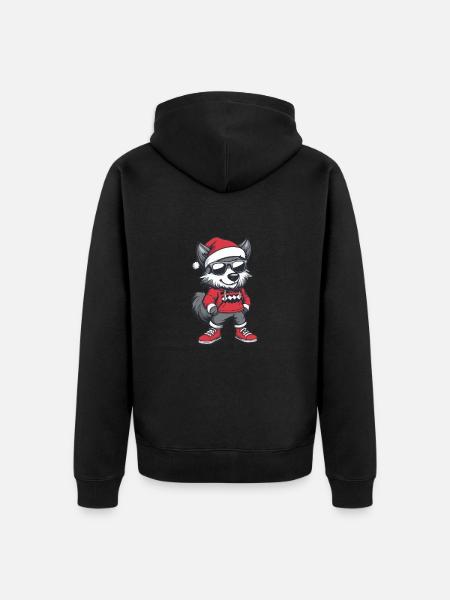 Wolf Christmas Comic Cool - Unisex Premium Organic Zip Hoodie - black