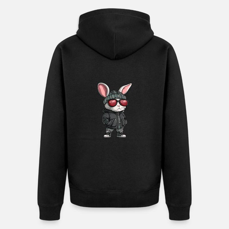 Hase Cool Comic - Unisex Premium Bio Zip Hoodie - Schwarz