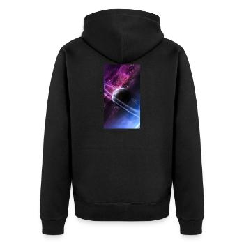 erhaltene Galaxie - Unisex Premium Bio Zip Hoodie - Schwarz - Hinten - Nico (187cm)