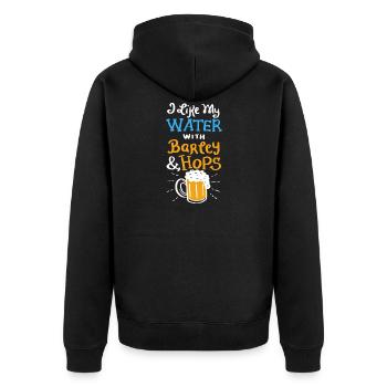 J'aime mon eau avec le cadeau d'orge et de houblon - Veste à capuche bio Premium Unisexe - noir - Dos - Nico (187cm)