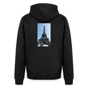 Eiffelturm Frankreich Paris Foto Geschenk Idee - Unisex Premium Bio Zip Hoodie - Schwarz - Hinten - Nico (187cm)