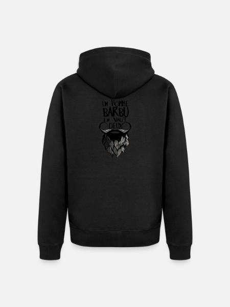 cytat brodaty mężczyzna wart jest dwóch humoru broda drol - Ekologiczna rozpinana bluza z kapturem Premium unisex - czarny