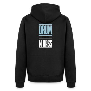 Drum and Bass Techno Musik DJ - Unisex Premium Bio Zip Hoodie - Schwarz - Hinten - Nico (187cm)