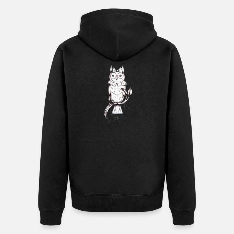 Eule - Unisex Premium Bio Zip Hoodie - Schwarz
