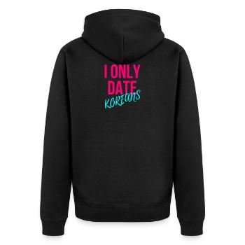 Ich gehe nur mit Koreaner aus - Unisex Premium Bio Zip Hoodie - Schwarz - Hinten - Nico (187cm)