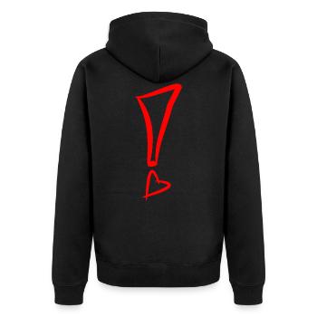 Point d'exclamation avec coeur rouge - Veste à capuche bio Premium Unisexe - noir - Dos - Nico (187cm)