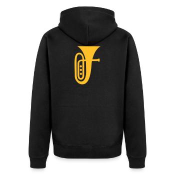 Tuba - Unisex Premium Bio Zip Hoodie - Schwarz - Hinten - Nico (187cm)
