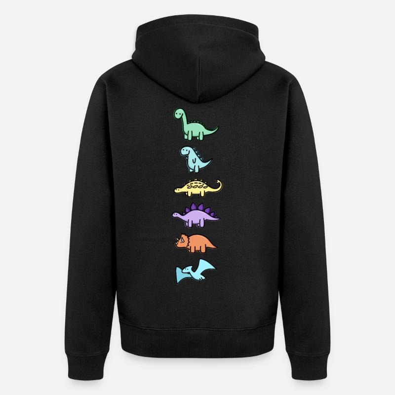 Dinosaures mignons - Veste à capuche bio Premium Unisexe - noir