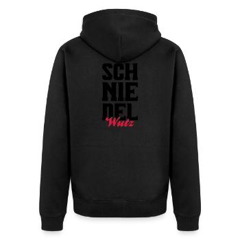 schniedelwutz penis lustig - Unisex Premium Bio Zip Hoodie - Schwarz - Hinten - Nico (187cm)