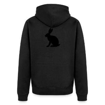 Hare - Unisex Premium Organic Zip Hoodie - black - Back - Nico (187cm)
