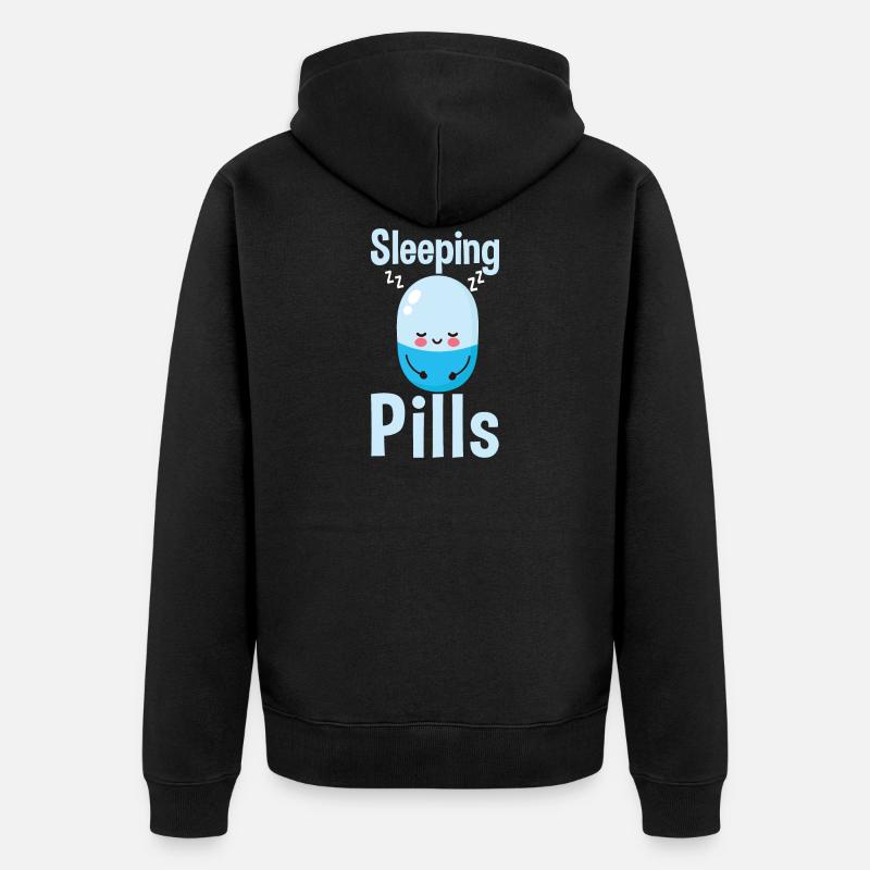Schlaftabletten Student - Unisex Premium Bio Zip Hoodie - Schwarz