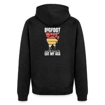 Bigfoot Is Real And He Tried To Eat My Ass, Funny - Unisex Premium Organic Zip Hoodie - black - Back - Nico (187cm)