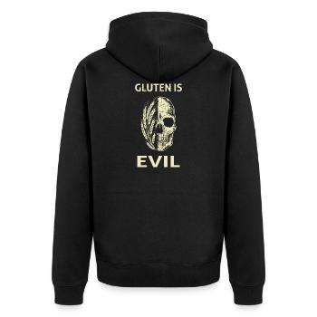 Glutenunverträglichkeit Gluten Ist Evil Zöliakie - Unisex Premium Bio Zip Hoodie - Schwarz - Hinten - Nico (187cm)