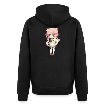 Anime und Katzen für Teen Manga kawaii Grafik - Unisex Premium Bio Zip Hoodie - Schwarz - Hinten - Nico (187cm)