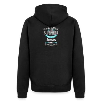 jonas - Unisex Premium Bio Zip Hoodie - Schwarz - Hinten - Nico (187cm)