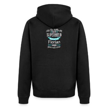 florian - Unisex Premium Bio Zip Hoodie - Schwarz - Hinten - Nico (187cm)