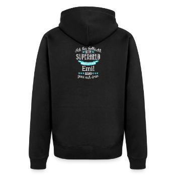 emil - Unisex Premium Bio Zip Hoodie - Schwarz - Hinten - Nico (187cm)