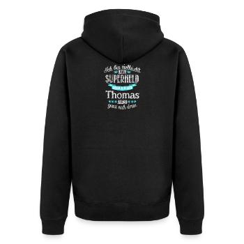 thomas - Unisex Premium Bio Zip Hoodie - Schwarz - Hinten - Nico (187cm)