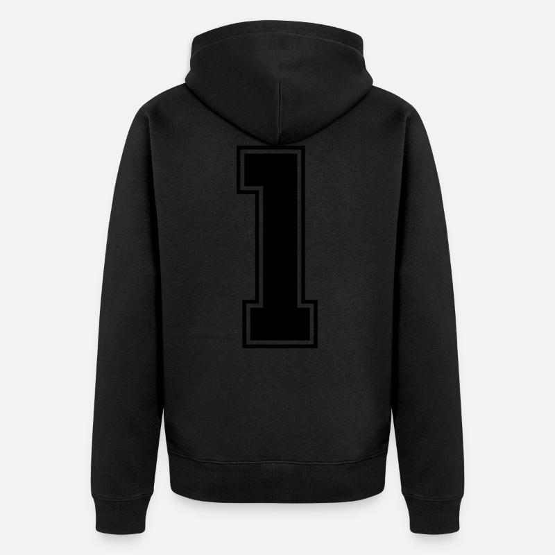 1 nombre de maillots - Veste à capuche bio Premium Unisexe - noir