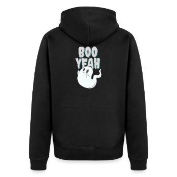 Boo oui - fantôme mignon - Veste à capuche bio Premium Unisexe - noir - Dos - Nico (187cm)