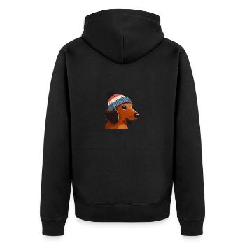 Chien teckel avec bonnet chapeau animal amitié - Veste à capuche bio Premium Unisexe - noir - Dos - Nico (187cm)