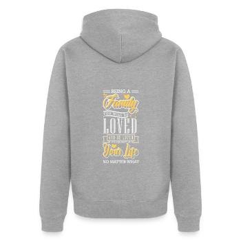 Liebe Familienmitglied Familienwappen Zuhause - Unisex Premium Bio Zip Hoodie - Grau meliert - Hinten - Nico (187cm)
