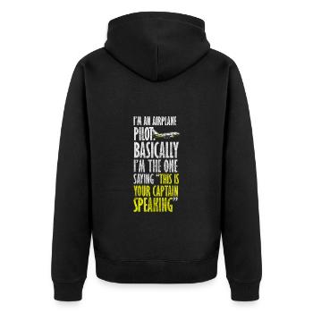 Pilot Arbeit Modellbau Segelflieger - Unisex Premium Bio Zip Hoodie - Schwarz - Hinten - Nico (187cm)