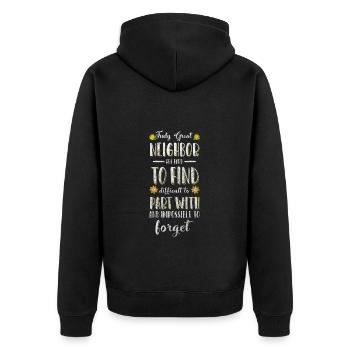 Nachbarn Freundschaft - Unisex Premium Bio Zip Hoodie - Schwarz - Hinten - Nico (187cm)