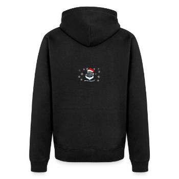 Frohes Weihnachtsgeschenk 🎅 🎄 🎁 💖 für alle - Unisex Premium Bio Zip Hoodie - Schwarz - Hinten - Nico (187cm)